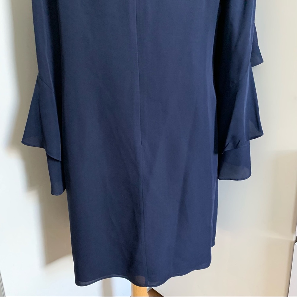 Kobi Halperin Bethenny Ruffle-Sleeve Shift Dress in Navy sz L - Picture 9 of 14